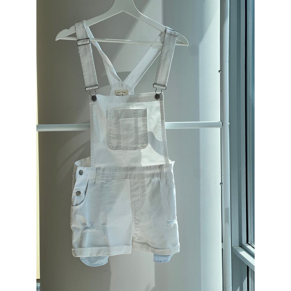 Wax Jean White Denim Shortalls - Size M